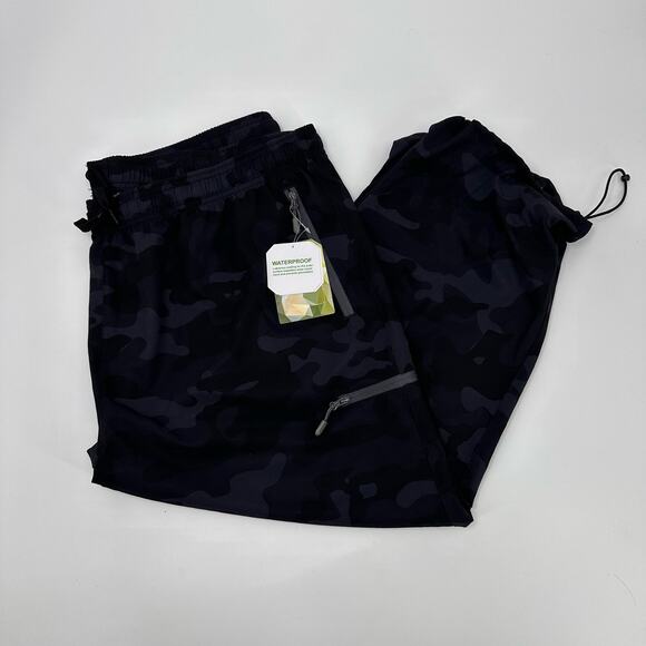 Libin Waterproof Camo Capri Cargo Zipper Pockets Elastic Waistband XXXL Black - Picture 6 of 10